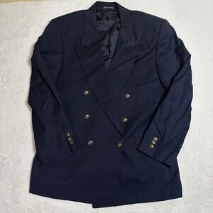 Vintage YSL Yves Saint Laurent Double Breasted Blazer 42L Navy Worsted Wool